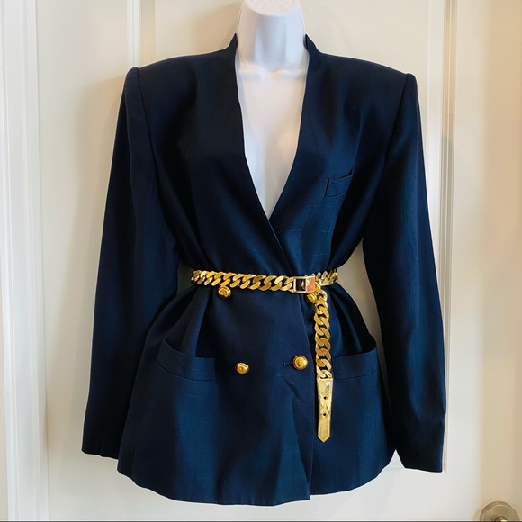 Vintage Navy Gold Button Double Breasted Blazer - Picture 9 of 11